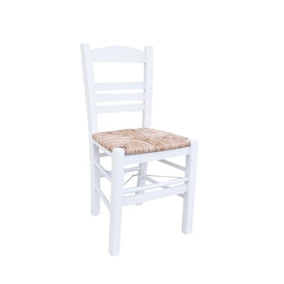 Καρέκλα Woodwell Ψάθα Εμποτισμένη Λάκα  C8769 41x45x88cm - Λευκή image 0