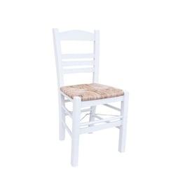 Καρέκλα Woodwell Ψάθα Εμποτισμένη Λάκα  C8769 41x45x88cm - Λευκή
