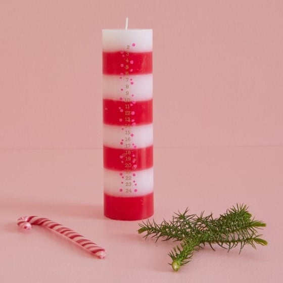 Κερί Χριστουγεννιάτικο Rice Ριγέ - Λευκό/Κόκκινο image 2