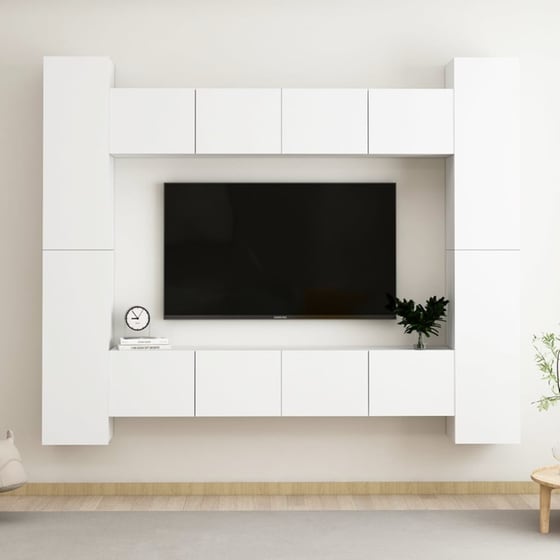 Έπιπλα Τηλεόρασης VidaXL από Μοριοσανίδα 8 Τμχ 80x30x30 cm - Λευκό image 0