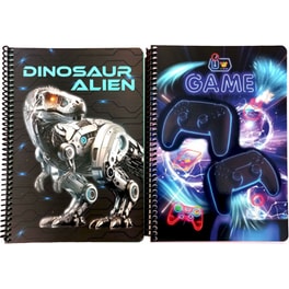 Τετράδιο Σπιράλ Back Me Up B6 2 Θεμάτων 80 Φύλλων Neon Game-Dinosaur Alien (1 Τεμάχιο) - Τυχαία Επιλογή Σχεδίου
