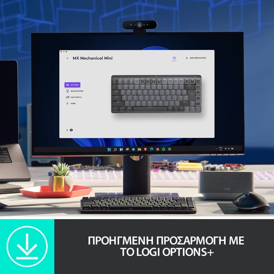 Logitech MX Mechanical Mini Silent Ασύρματο Bluetooth Πληκτρολόγιο Γκρι (US) image 4