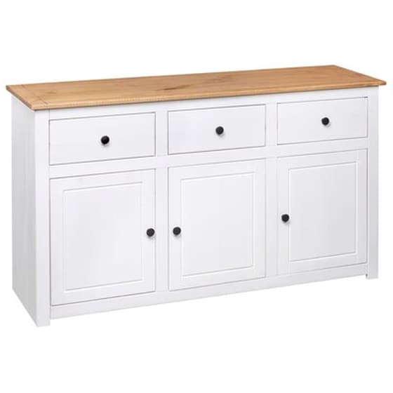 Vidaxl Μπουφές Λευκός 135x40x80 Εκ. Από Μασίφ Ξύλο Πεύκου Σειρά Panama image 5