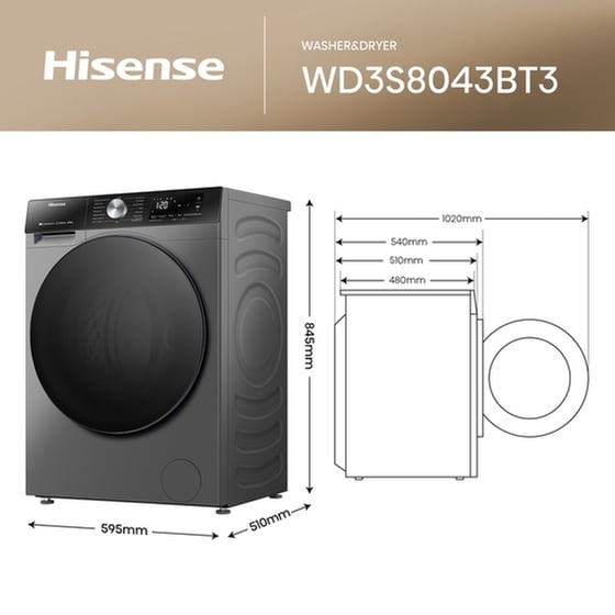 HISENSE WD3S8043BW3 8kg/5kg 1.400 Στροφές με WiFi Λευκό Πλυντήριο Στεγνωτήριο image 8