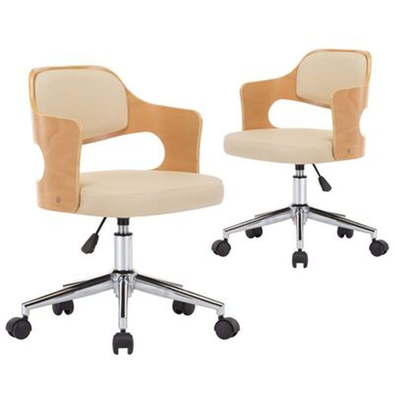 Καρέκλες Τραπεζαρίας Vidaxl Περιστρεφόμενες από Ξύλο/Συνθετικό Δέρμα 2 Τμχ - Κρεμ