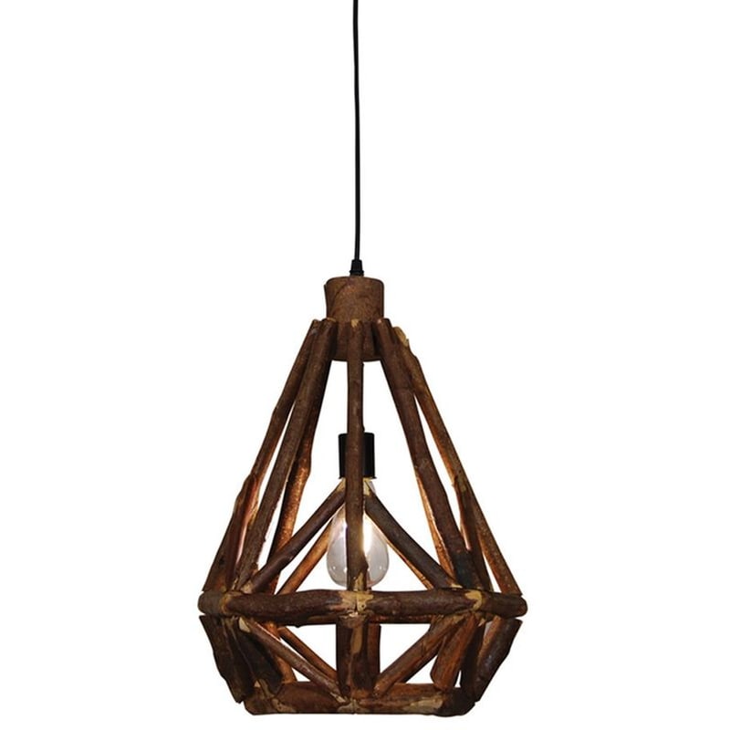 Φωτιστικό Οροφής Μονόφωτο Homelighting Fusta Ξύλινο 30x30x40-120 cm - Καφέ