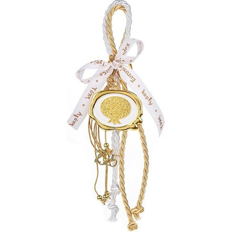 FEELBOHO Κρεμαστό Χριστουγεννιάτικο Feelboho Γούρι Χειροποιήτο Ρόδι Χρυσό