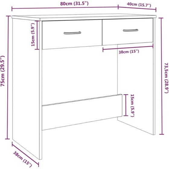 Γραφείο VidaXL από Επεξεργασμένο Ξύλο 80x40x75 cm - Καφέ Δρυς image 6