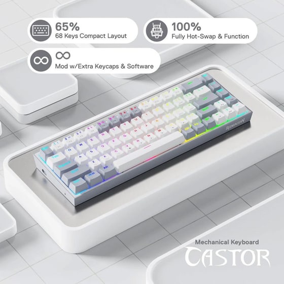 Redragon K631 Ενσύρματο Gaming Πληκτρολόγιο με RGB Φωτισμό Λευκό/Γκρι (US) image 3