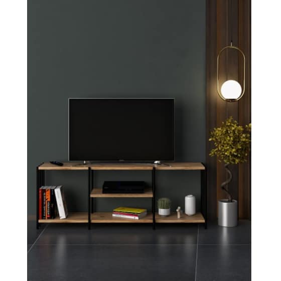 Έπιπλο Τηλεόρασης 24Mall Nina από Μοριοσανίδα 124x26x46 cm - Καφέ/Μαύρο image 1
