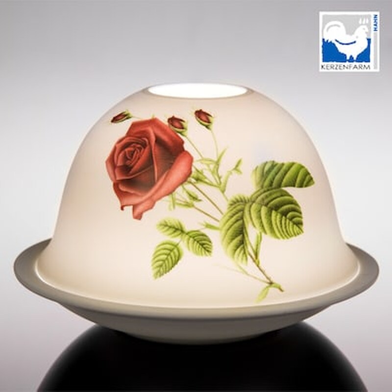 Πορσελάνινο Φωτιστικό Θόλος Κόκκινο Τριαντάφυλλο Kerzenfarm 12cm