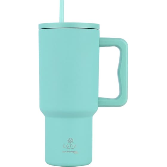 Κούπα Θερμός Estia Με Λαβή & Καλαμάκι 900ml Save The Aegean Tumbler Bermuda Green image 0