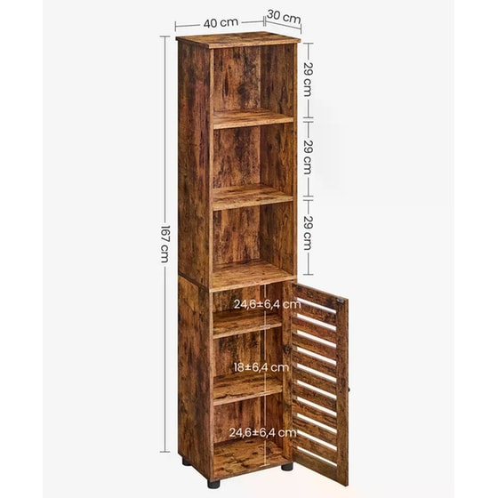 Βιβλιοθήκη Songmics από Μοριοσανίδα 40x167cm - Καφέ image 5