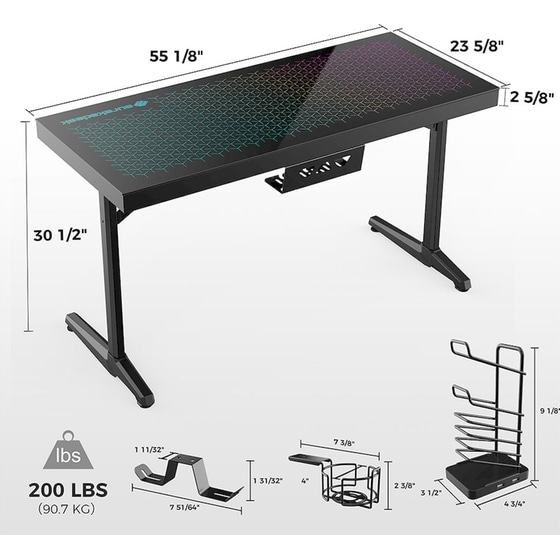 Γραφείο Gaming/ Εργασίας Eureka Ergonomic ERK-GTG-I55-CN 140x60x77cm image 2