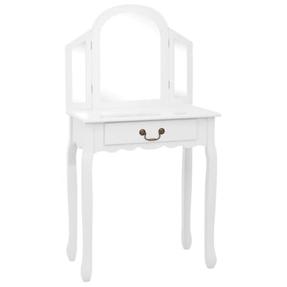 Vidaxl Μπουντουάρ Με Σκαμπό Λευκό 65x36x128 Εκ. Ξύλο Παυλώνιας / Mdf image 2