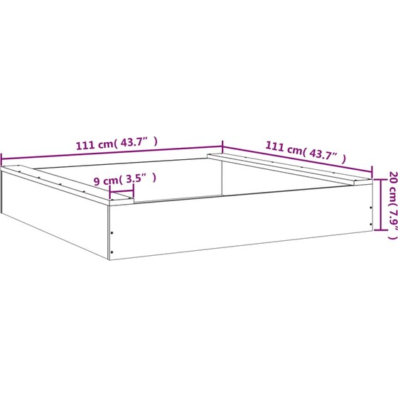 VidaXL Αμμοδόχος με Καθίσματα Τετράγωνη 111x111x20cm Ξύλινη - Καφέ μελί image 8