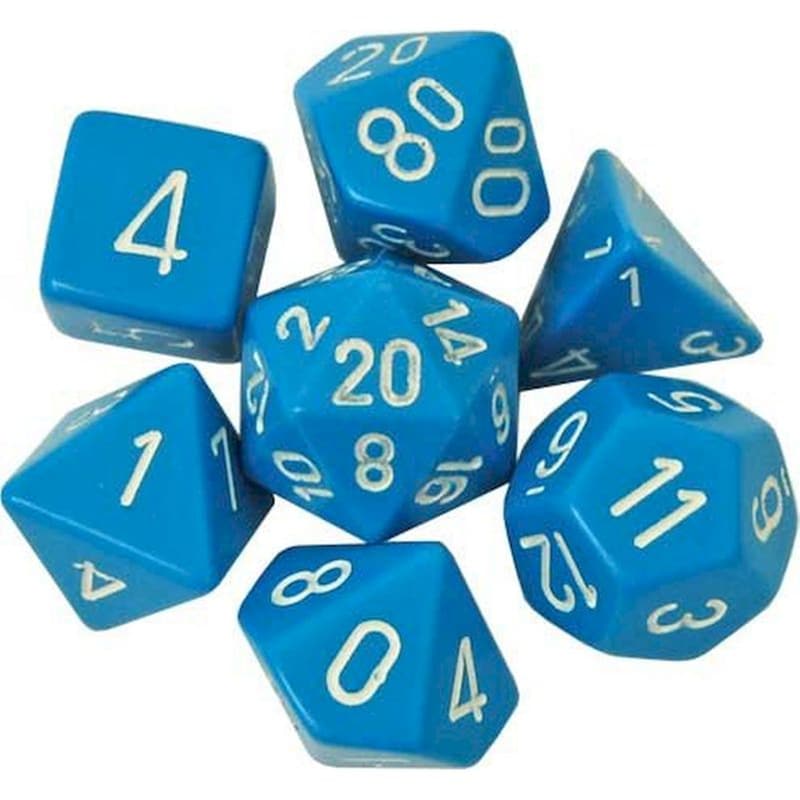 Σετ Ζάρια 7 Dice Chessex Opaque Light Blue/White Polyhedral