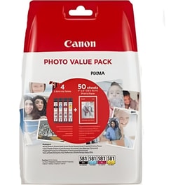 Canon CLI-581 Κυανό / Ματζέντα / Κίτρινο / Μαύρο Πακέτο 4 Μελανιών Εκτυπωτή 2106C005AA