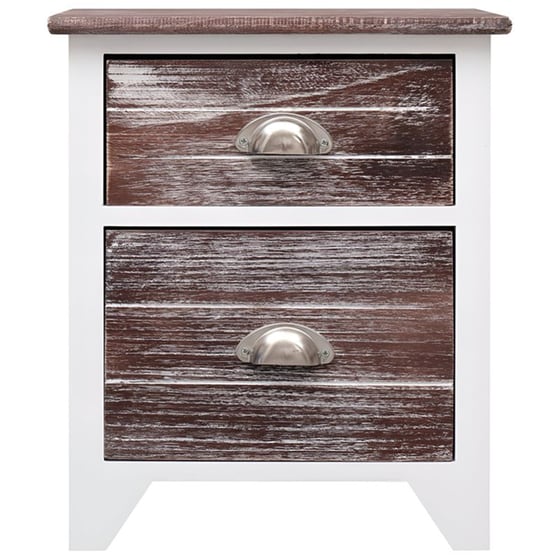 Κομοδίνο Vidaxl Από Ξύλο Παυλώνιας 38x28x45 cm - Λευκό Καφέ image 2