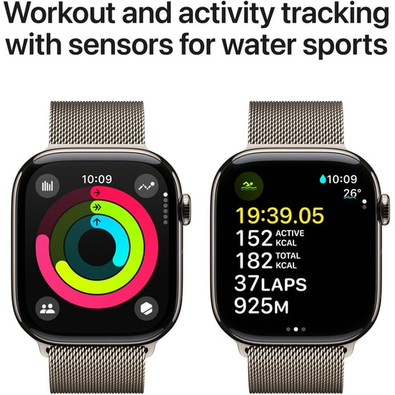 Apple Watch Series 10 GPS + Cellular 42mm Natural Titanium Case with Natural Milanese Loop image 1