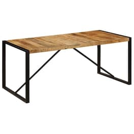 Τραπεζαρία Vidaxl από Μασίφ Ξύλο Μάνγκο 180x90x75 cm - Μαύρο/Καφέ