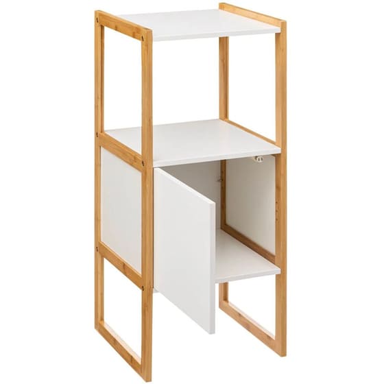 Ντουλάπι Μπάνιου Με Ράφι Spitishop F-v Natureo White 174894a από Bamboo/MDF 33x33x80cm - Λευκό/Χρυσό image 3