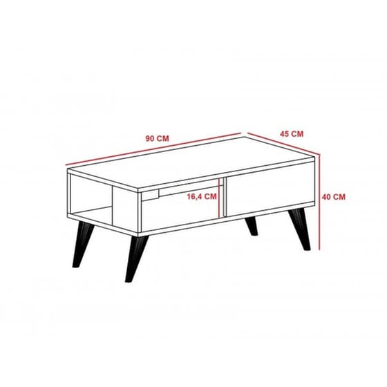 Τραπεζάκι Σαλονιού 24Mall Miele Sapphire  από Μοριοσανίδα 45x90x35 cm - Λευκό/Καφέ image 2