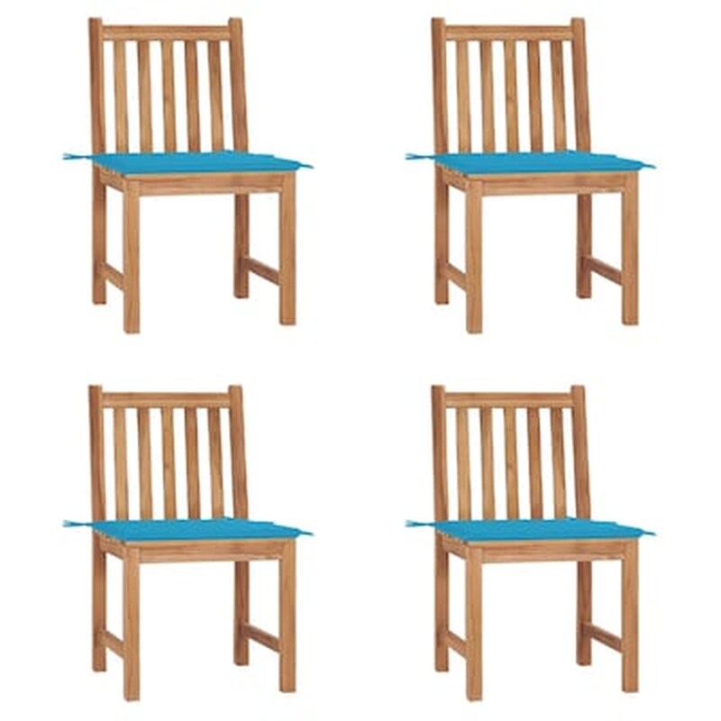 Vidaxl Καρέκλες Κήπου 4 Τεμαχίων Από Μασίφ Ξύλο Teak Με Μαξιλάρια