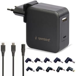 Φορτιστής GEMBIRD NPA-PD60-01 Universal για laptop με σετ βυσμάτων - 60 W