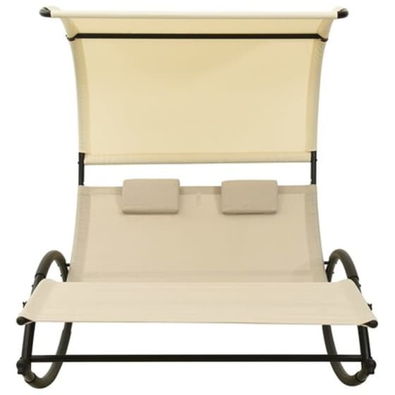 Ξαπλώστρα VidaXL Διπλή με Σκίαστρο από Textilene 139x180x170 cm - Κρεμ image 2