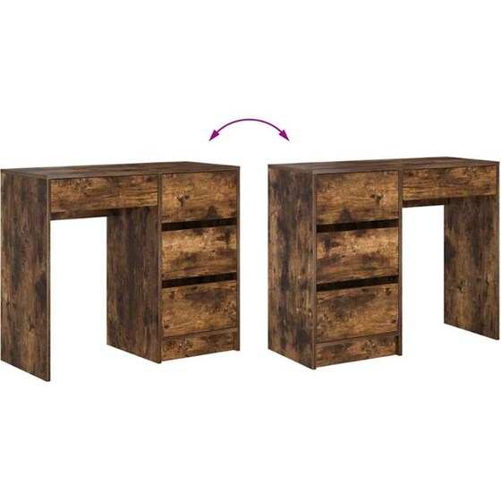 Γραφείο VidaXL από Επεξεργασμένο Ξύλο 90x37,5x75 cm - Καπνιστή Δρυς image 8