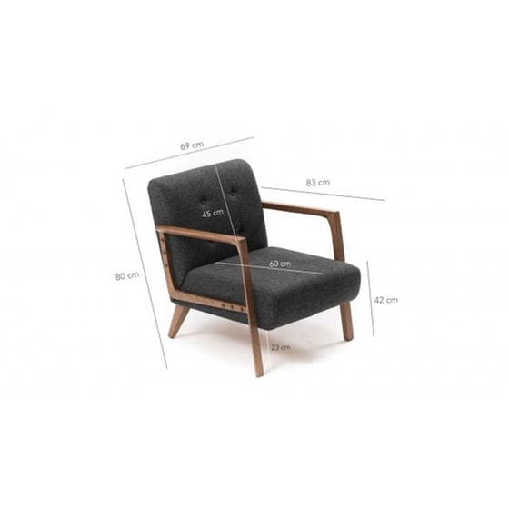 Πολυθρόνα 24mall Caesar από Ύφασμα/Ξύλο 69x80x83cm - Γκρι/Καφέ image 6
