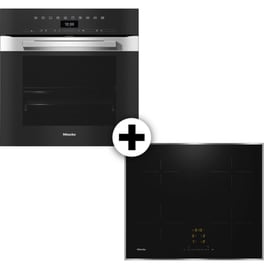 MIELE H7460B & KM7361FRD 76 Lt Μαύρο Eντοιχιζόμενο Σετ Φούρνος και Εστία