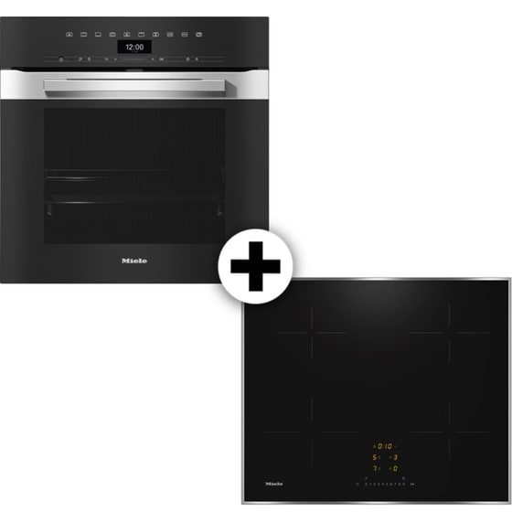 MIELE H7460B & KM7361FRD 76 Lt Μαύρο Eντοιχιζόμενο Σετ Φούρνος και Εστία image 0
