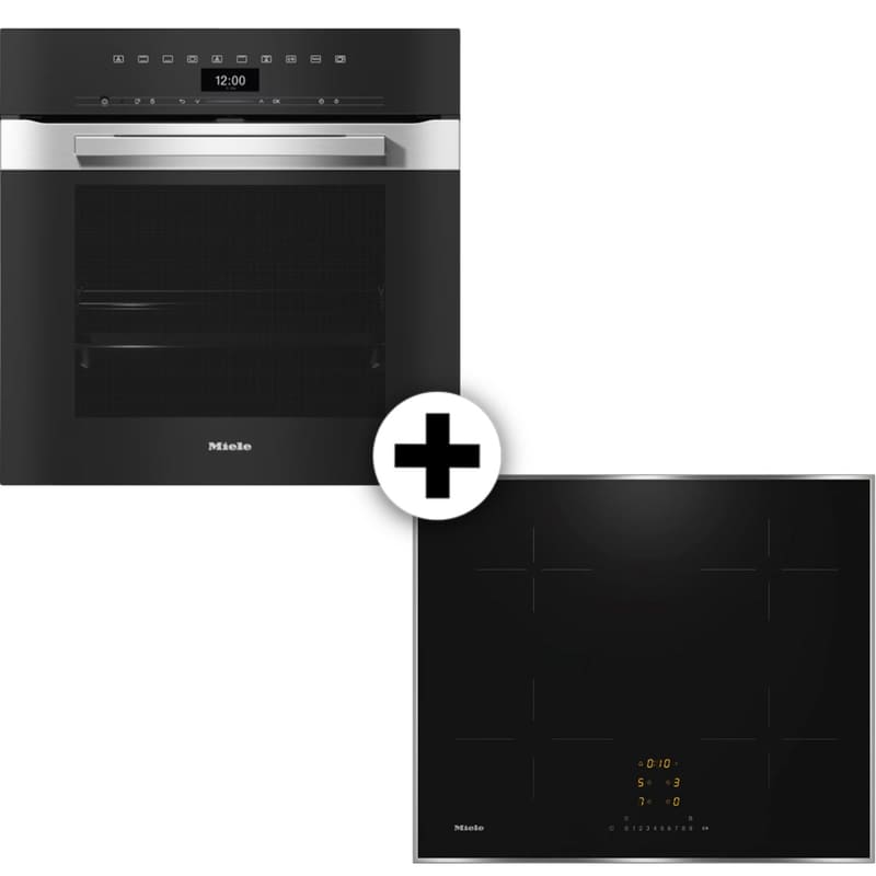 MIELE MIELE H7460B KM7361FRD 76 Lt Μαύρο Eντοιχιζόμενο Σετ Φούρνος και Εστία