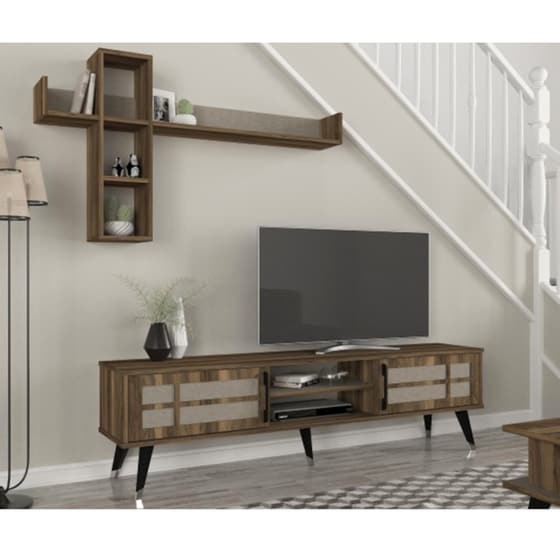 Έπιπλο Τηλεόρασης 24Mall Logo από Μοριοσανίδα 180x35x49.2 cm - Καφέ image 1