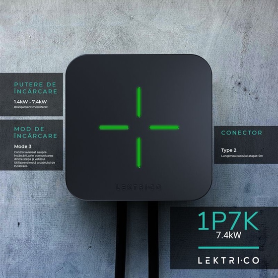 Επιτοίχιος Φορτιστής Αυτοκινήτου Leltri.co 1P7K 7.4 kW - Μαύρο image 4