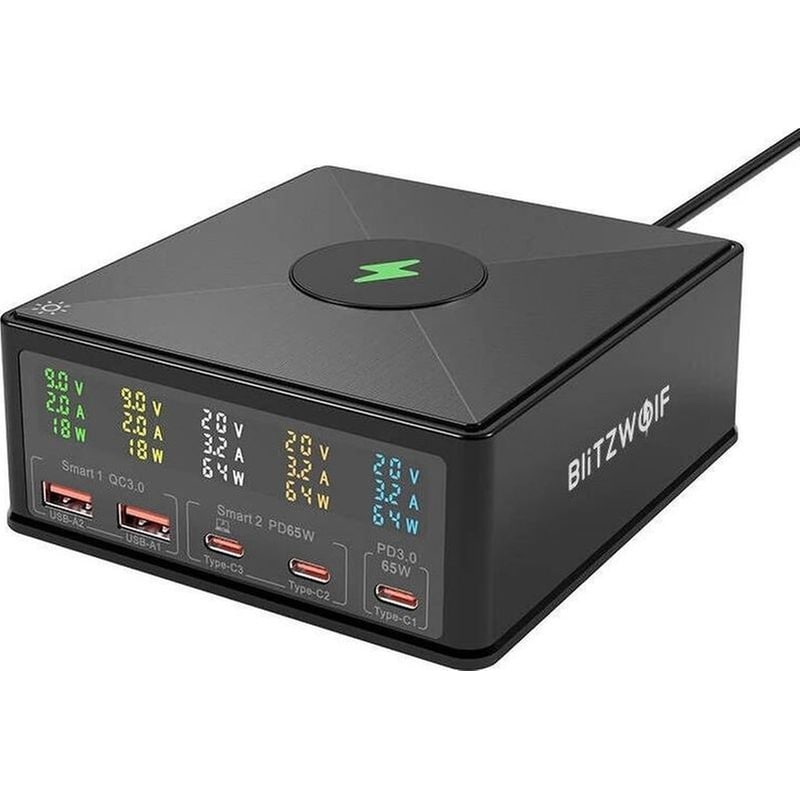 Blitzwolf Φορτιστής Blitzwolf 868h, 2x USB-A, 3x USB-C, 160W - Μαύρο