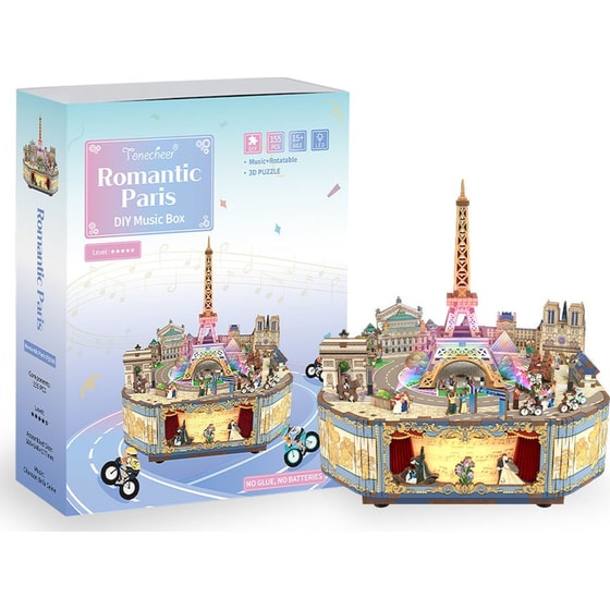 DIY 3D Puzzle Music Box Kit Μουσικό Κουτί - Romantic Paris image 0