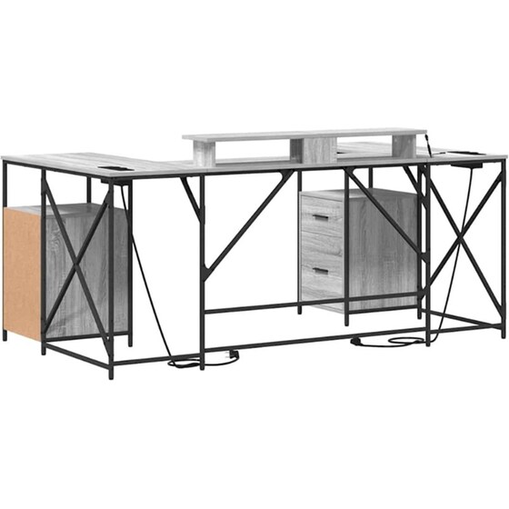 Γραφείο VidaXL από Επεξεργασμένο Ξύλο 182x101x87,5 cm - Γκρι Sonoma image 8