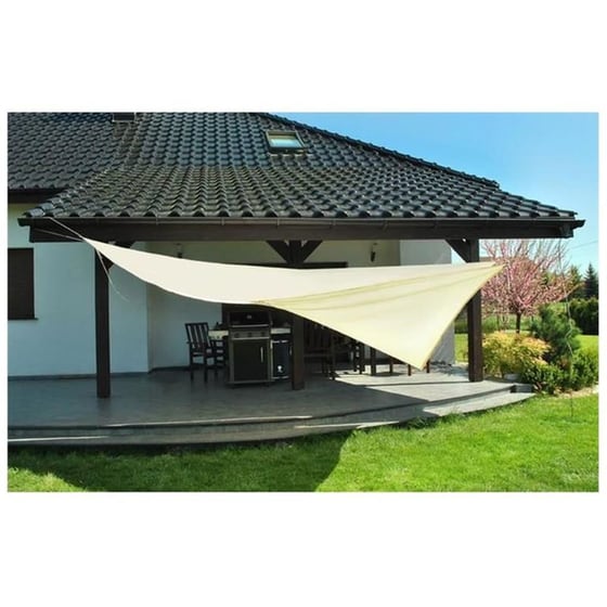 Πανί Σκίασης Εξωτερικού Χώρου Σκίαστρο Aria Trade Αδιάβροχο Τριγωνικό 4x4x4 m - Μπεζ image 5