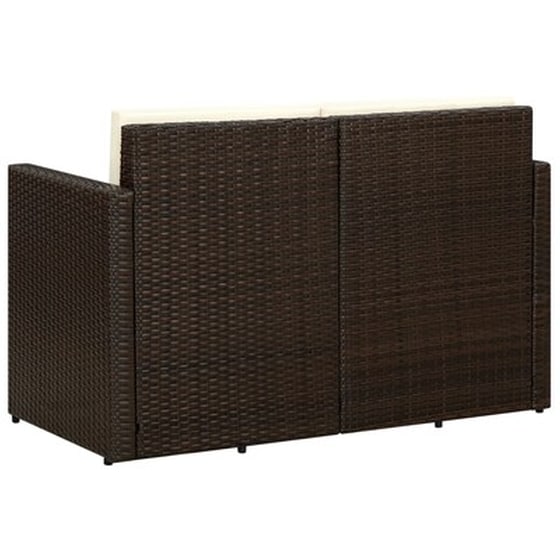 Καναπές Κήπου Διθέσιος VidaXL με Μαξιλάρια από Συνθετικό Ρατάν 118x65x74 cm - Καφέ/Κρεμ image 4