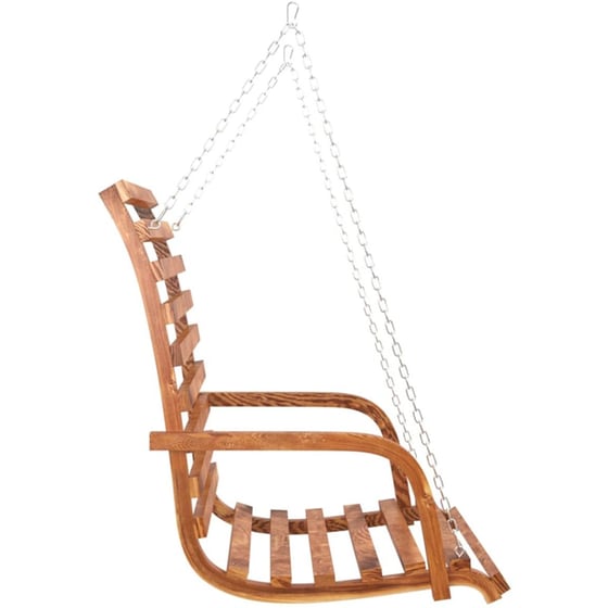 Παγκάκι Κούνια Κήπου Vidaxl με Σκίαστρο 198x120x205cm - Καφέ image 2