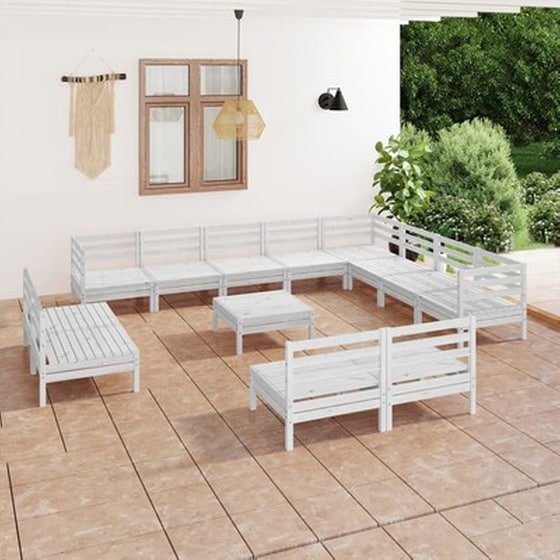 Vidaxl Σαλόνι Κήπου Σετ 13 Τεμαχίων Λευκό Από Μασίφ Ξύλο Πεύκου image 1