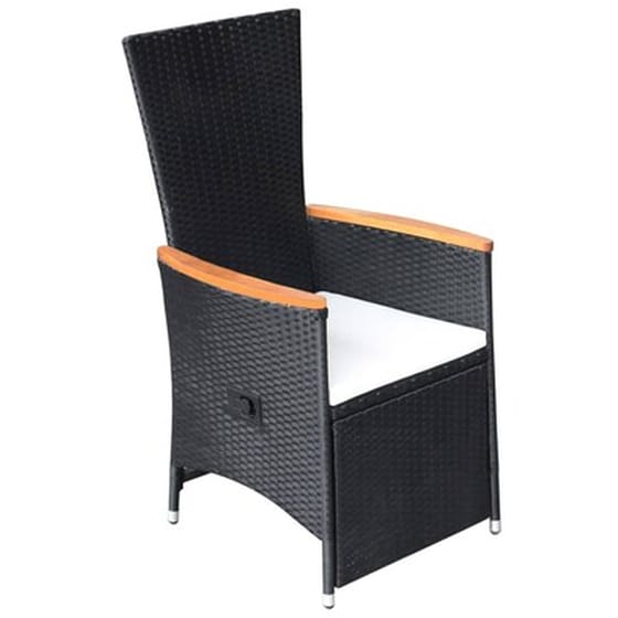 Πολυθρόνες Κήπου Vidaxl Ανακλινόμενες  Συνθετικό Ρατάν με Μαξιλάρια 2 Τεμ. 58x126x91cm - Μαύρες image 3