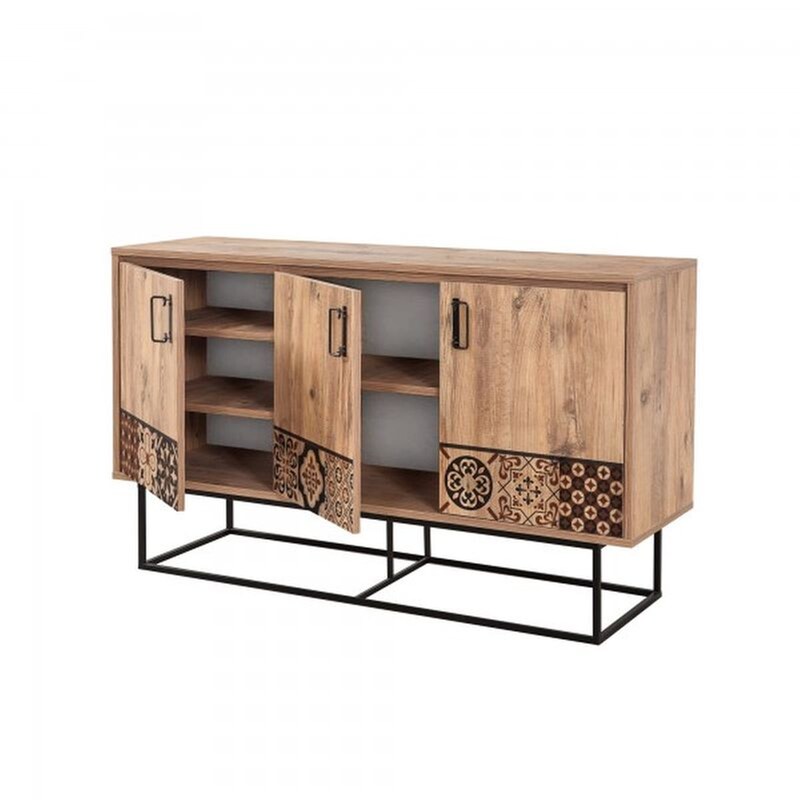 Μπουφές 24Mall Quattro Atlantic Pine από Μοριοσανίδα/Μέταλλο 140x40x80 cm - Καφέ/Μαύρος 24MALL