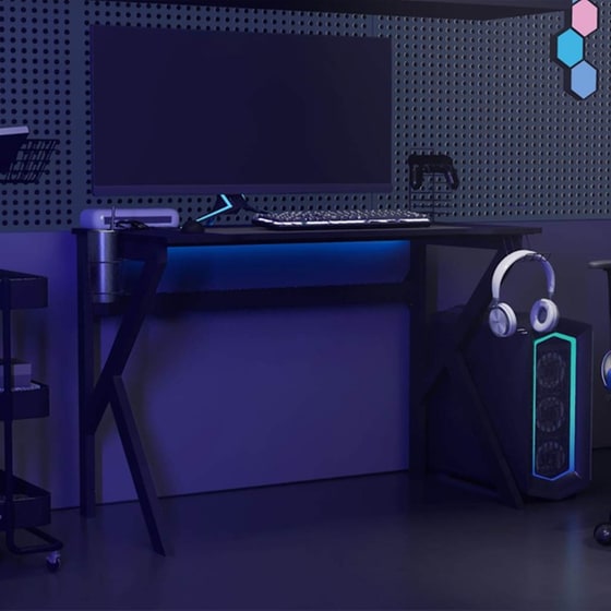Γραφείο Gaming VidaXL με Πόδια σε Σχήμα K 110x60x75 cm - Μαύρο image 2
