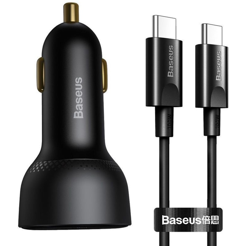 BASEUS Φορτιστής Αυτοκινήτου Baseus Superme Με Καλώδιο USB-C 100W - Μαύρο