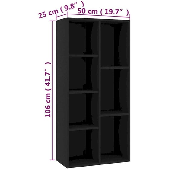 Βιβλιοθήκη VidaXL από Μοριοσανίδα 50x26x106 cm - Μαύρο image 5