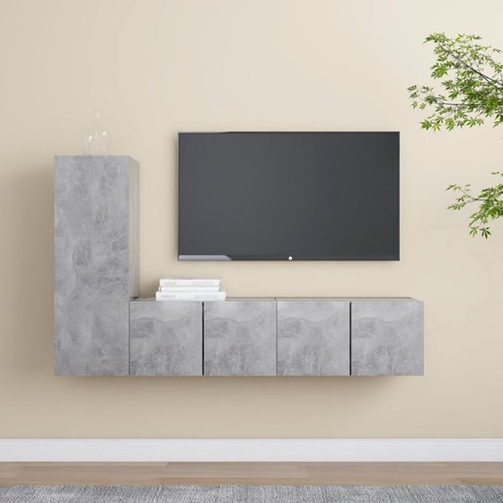 Έπιπλο Τηλεόρασης VidaXL Μοριοσανίδα 3 Τμχ 60x30x30cm - Γκρι image 2